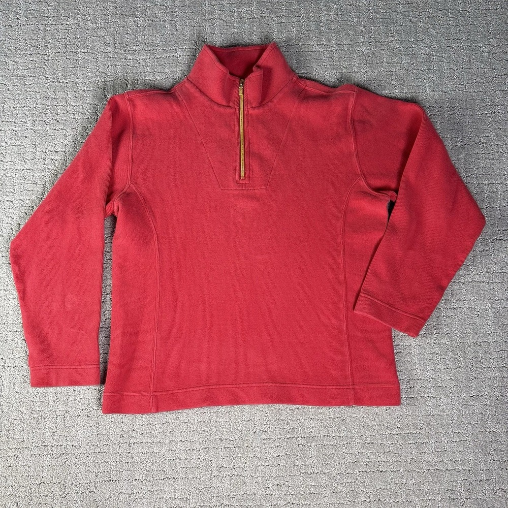Tommy Bahama Sweater Womens Medium Coral Half Zip Pullover Relax Casual Knit